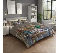 Genérico Fácil de Cuidar Motivo Marrón Realismo Funda Nórdica Naturaleza Estanque Estampado Animal Fácil de Mantener Microfibra para Niños y Adultos Duvet Cover 150 x 200 cm