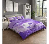 Genérico Fácil de Cuidar Motivo Morado Blanco Fantasía Parure de Lit Abstracto Estrellas Fútbol Fácil de Mantener Microfibra para Niños y Adultos Duvet Cover 150 x 200 cm