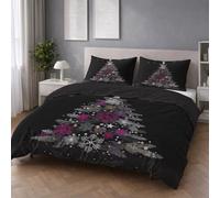 Genérico Fácil de Cuidar Motivo Negro Minimalista Juego de Funda Nórdica Elegante Árbol de Navidad Fácil de Mantener Microfibra para Adolescente Duvet Cover 135 x 200 cm