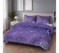 Genérico Fácil de Cuidar Motivo Púrpura Blanco Soñador Juego de Funda Nórdica Cielo Nocturno Copo de Nieve Bosque Fácil de Mantener Microfibra para Adolescente Duvet Cover 200 x 200 cm