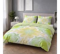 Genérico Fácil de Cuidar Motivo Verde Amarillo Vintage Juego de Funda Nórdica Suave Elegante Floral Fácil de Mantener Microfibra para Adolescente Duvet Cover 200 x 200 cm