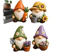 Genérico Fairy Garden Decor Set - GNOME Figurines 4PCS, 13cm Resin Collectible Miniature Dwarf Statues | Artistic Home Decoration for Porch Mantel Windowsill Bedroom Gift for Parents Friends Family