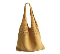 Generico Fairy Hobo Bag - Bolso de algodón Crochet Retro Beach Bag, Durable Casual Aesthetic Shoulder Tote | Bohemian Summer Travel Handbag, amarillo, Fare riferimento alla descrizione