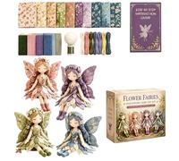 Genérico Fairy Patch DIY Craft Kit, Complete Fabric Supply Set To Make 4 Flower Fairy Winged Cloth Dolls, Handmade Ornament & Present For Home Decoration