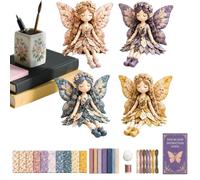 Genérico Fairy Patch DIY Craft Kit, Complete Fabric Supply Set To Make 4 Flower Fairy Winged Cloth Dolls, Handmade Ornament & Present For Home Decoration