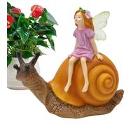 Genérico Fairy & Snail Garden Statue, Sitting Snail Sculpture, Funny Animal Outdoor Decor, Weatherproof Ornament, Ideal for Indoor & Outside Decoration Home Use
