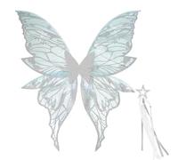 Genérico Fairy Wings, Angel Costume Set, Colorful Cosplay Accessories, Butterfly Dress Up, Outfit Kit for Girls Birthday Theme Party Halloween Stage Performance, 31.5x29.45 inches