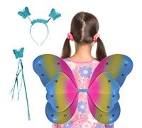 Genérico Fairy Wings, Butterfly Hair Hoop Costume Set, 18.9x14.96 inches Cosplay Accessories with Wand, Dress Up Wings for Kids Girls, Parties Birthdays Festivals, Playtime