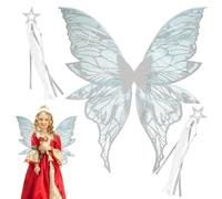 Genérico Fairy Wings Girls, Angel Dress-Up Costume, Colorful Cosplay Accessory, Lightweight Wearable Design, Sparkly Mesh Fabric for Birthday Party, Halloween Stage Performance, Photo