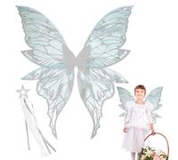 Genérico Fairy Wings Girls, Angel Wing Costume Set, Colorful Cosplay Accessories, Lightweight Dress-Up Props, Fantasy Outfit, Ideal for Birthday, Theme Party, Halloween, 80x74.8cm