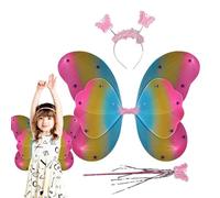 Genérico Fairy Wings Set, Butterfly Hair Hoop, 18.9x14in Magic Wands Accessory, Lightweight Costume Pieces, Colorful Dress Up Kit for Toddler, Kids, Cosplay, Festivals, Parties