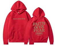 Genérico Faith Over Fear Hoodie for Women and Men, Christian Sweatshirt Graphic Religious Bible Verse Sweatshirts Tops Pullover (Red,3XL)