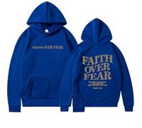 Genérico Faith Over Fear Hoodie for Women and Men, Christian Sweatshirt Graphic Religious Bible Verse Sweatshirts Tops Pullover (Blue,3XL)