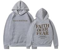 Genérico Faith Over Fear Hoodie for Women and Men, Christian Sweatshirt Graphic Religious Bible Verse Sweatshirts Tops Pullover (Light Grey,S)