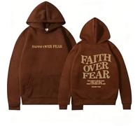 Genérico Faith Over Fear Hoodie for Women and Men, Christian Sweatshirt Graphic Religious Bible Verse Sweatshirts Tops Pullover (Brown,XXL)