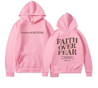 Genérico Faith Over Fear Hoodie for Women and Men, Christian Sweatshirt Graphic Religious Bible Verse Sweatshirts Tops Pullover (Pink,3XL)