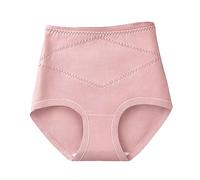 Genérico Fajas Reductoras Abdomen Y Pierna Ropa Interior Informal de algodón para Mujer, Color sólido, Cintura Alta, Talla Grande, Holgada, cómoda y elástica Bragas AlgodóN Mujer Dim (Pink, XXL)