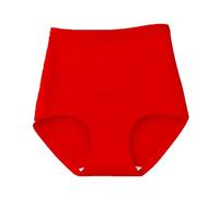 Genérico Fajas Reductoras Abdomen Y Pierna Ropa interior informal de algodón para mujer, Color sólido, cintura alta, talla grande, holgada, cómoda y elástica Bragas AlgodóN Mujer Dim Pocket (Red, XXL)