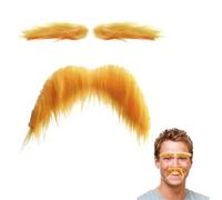 Genérico Fake Beard - 9x2cm Costume Eyebrows | Yellow Beard And Eyebrow Set, Realistic Self-Adhesive Mustache Novelty Prop For Halloween, Fancy Dress Party For Men And Women