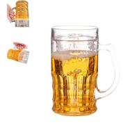 Genérico Fake Beer Glasses,13.5oz Double Layer Funny Beer Stein,Fake Double Beers Mugs with Handles Mezzanine,Realistic Prank Cup for Bars Beverages,Prank and Parties Beers Stein (1*pcs)
