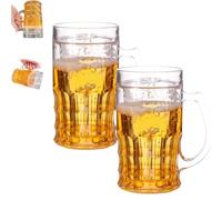 Genérico Fake Beer Glasses,13.5oz Double Layer Funny Beer Stein,Fake Double Beers Mugs with Handles Mezzanine,Realistic Prank Cup for Bars Beverages,Prank and Parties Beers Stein (2*pcs)
