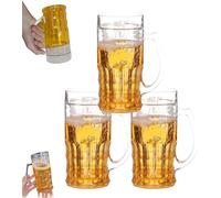 Genérico Fake Beer Glasses, 420ml Double Layer Funny Beer Stein-with Mezzanine and Handles, for Bars Beverages, Prank and Parties(3pcs) (3PCS)