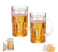 Genérico Fake Beer Glasses, Fake Beer Mug, 420ml Double Layer Funny Beers Mug Plastic Double Mugs, Beers Mugs with Handles, Large Capacity Funny Prank Drinking Cup, for Bar (2PC)