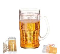 Genérico Fake Beer Glasses, Fake Beer Mug, 420ml Double Layer Funny Beers Mug Plastic Double Mugs, Beers Mugs with Handles, Large Capacity Funny Prank Drinking Cup, for Bar (1PC)