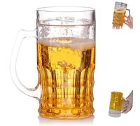 Genérico Fake Beer Mug, Prank Beer Mug, 400ml Double Layer Realistic Beers Cup with Handles, Double Fake Beers Mugs with Mezzanine, for Bar Beverages, Prank and Parties (1PCS)
