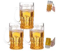 Genérico Fake Beer Mug, Prank Beer Mug, 400ml Double Layer Realistic Beers Cup with Handles, Double Fake Beers Mugs with Mezzanine, for Bar Beverages, Prank and Parties (3PCS)
