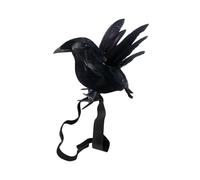 Genérico Fake Crow, Halloween Prop, Black Bird Decoration, Elastic Strap Attachment, Costume Add-On Accessory, Indoor Outdoor Display for Haunted Yard Garden Patio Scene, 24x18x8cm