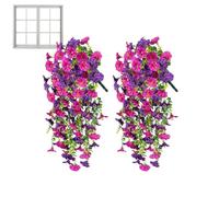 Genérico Fake Morning Glory, realista al aire libre, 2 piezas UV resistente flor Set con colorido, duradero artificial plantas, decorativo de imitación de vino con lifelike, Plant Accessory for Garden