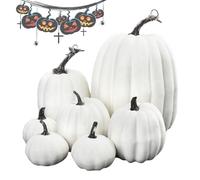 Genérico Fake Pumpkins, 7-Piece Harvest Foam Pumpkin Set, Rustic Fall Decor for Autumn Season, Table Centerpiece for Holiday Parties, Festive Display, Halloween and Thanksgiving