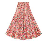 Genérico Falda acampanada casual con estampado floral para niñas, ideal para playa, diario, verano y otoño. Falda trapecio cómoda para niños. Vestido De Verano De Chica Largo, naranja, 11 años