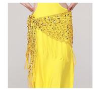 Genérico Falda Danza Vientre Monedas Duradero, 12 Colores Belly Dance Practice Ropa Accesorios Elástico Larga Tassel Triángulo Cinturón Hand Crochet Bandel Hip Bufanda Sequin(Gold)