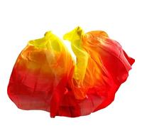 Genérico Falda Danza Vientre Monedas Duradero, Silk Belly Dance Veil 200/250 / 270cm Handmade teñido Bufanda Chal Rojo Naranja Amarillo Negro gradiente Danza Accesorios(2,270x114cm)