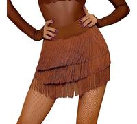 Genérico Falda de Baile Latina Falda de Baile Latino for Mujer, Ropa de Baile con borlas de salón de Terciopelo, Traje de Entrenamiento Femenino(Brown,S)
