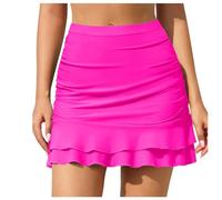 Genérico Falda de baño para Mujer, Traje de baño, Parte Inferior, Falda Fruncida de Talle, Trajes de baño con Falda Breve incorporada (L)
