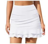 Genérico Falda de baño para Mujer, Traje de baño, Parte Inferior, Falda Fruncida de Talle, Trajes de baño con Falda Breve incorporada (White, L)