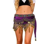 Generico Falda de Danza del Vientre de Mujer Carnaval Ropa Tango Cinturones para Danza del Vientre para Mujeres Que Bailan Disfraz Hip Bufandas Falda para Bucear En Una Fuente Termal, violeta, Talla