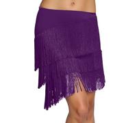 Generico Falda de danza latina Tango Danza del Vientre con flecos Falda Rumba Cha Cha Samba ajuste ajustado y valorizante Carnaval Ropa Mujeres Estilo Artístico y Refinado, violeta, M