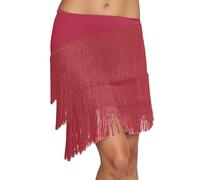 Generico Falda de danza latina Tango Danza del Vientre con flecos Falda Rumba Cha Cha Samba ajuste ajustado y valorizante Carnaval Ropa Mujeres Estilo Artístico y Refinado, Vino, L