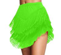 Generico Falda de danza latina Tango Danza del Vientre Falda Ajuste Ajustado y Valorizante con Flecos Vestido de Rumba Cha Cha Samba Vestido para Bailes de Salón Carnaval Sexy, Verde, XXXXL