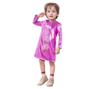 Genérico Falda De Fiesta para Niñas - Tutu Elastico Tul Vestido Camisero Recto de Manga Larga con Cuello Redondo y Lentejuelas Brillantes de Punta Fina para niños (9-10 Years)