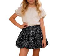 Genérico Falda de Lentejuelas Shine Girls con Cinturilla elástica para otoño (Black, 4-5 Years)