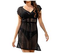 Genérico Falda De Playa con Borde De Blusa Y Ropa Europea Y Hueca Falda De Playa con CordóN Vestido con Cuello En V Y Blusa