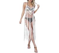 Genérico Falda De Playa con Borde Europeo Y Moderno con Costura De Lentejuelas con Gancho A Mano Puro Falda Larga con Borlas para Cubrir El Bikini