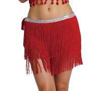 Generico Falda de tubo con flecos para carnaval, elegante falda corta tipo Trapecio con borlas y cintura alta de tela elástica para bailes de salón Tango ChaCha y bailes de sociedad Sexy Clubwear