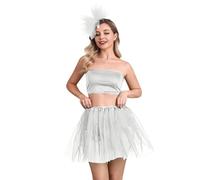 Genérico Falda de Tutú para Mujer con Venda, Tutu Tul Falda Disfraz para Ballet Retro 80s Faldas Corta Enagua de Tul en Capas para Halloween Carnival Santa Party