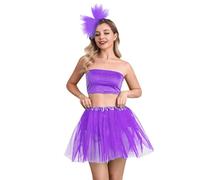 Genérico Falda de Tutú para Mujer con Venda, Tutu Tul Falda Disfraz para Ballet Retro 80s Faldas Corta Enagua de Tul en Capas para Halloween Carnival Santa Party